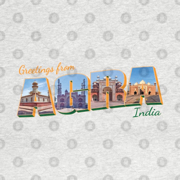 Greetings from Agra in India Vintage style retro souvenir by DesignerPropo